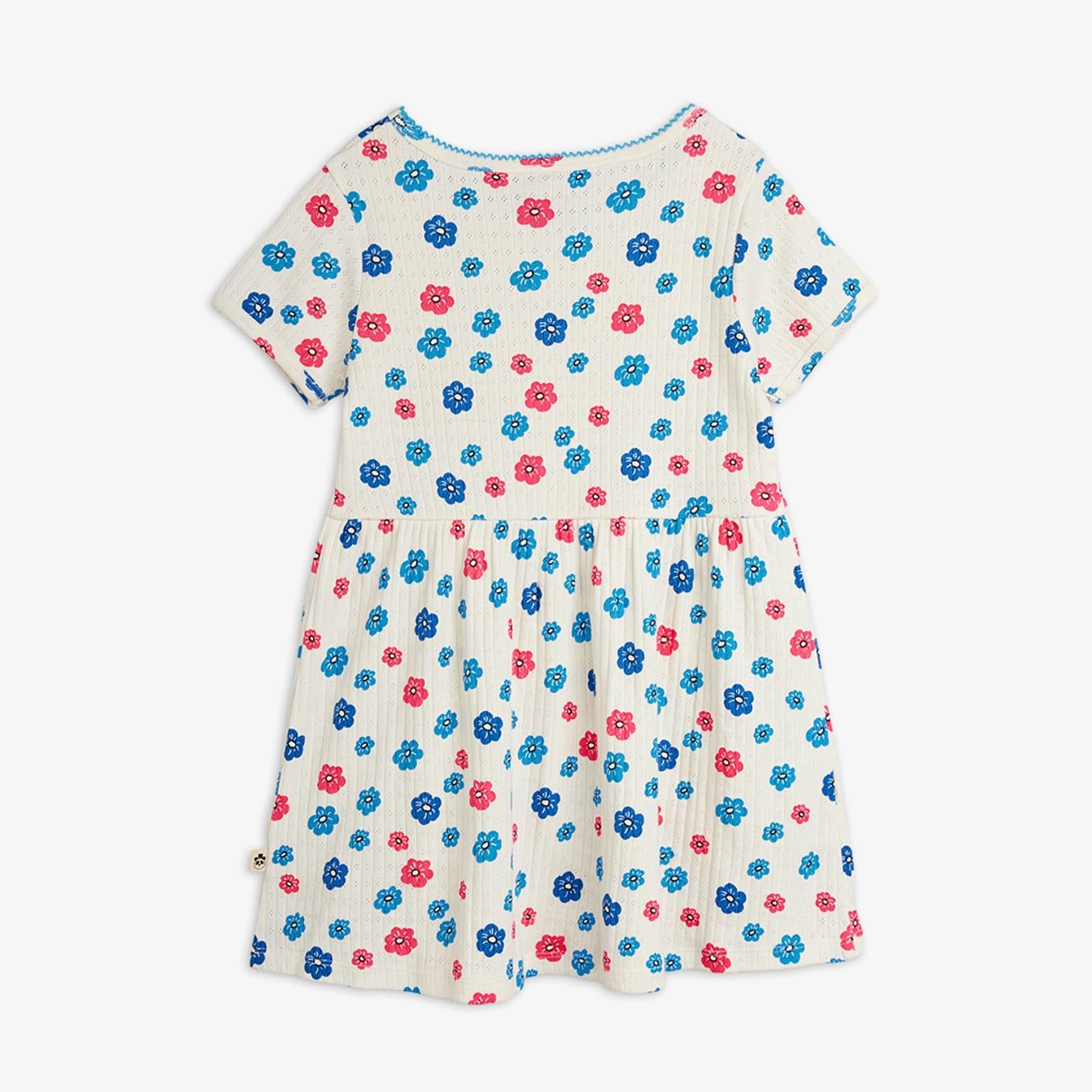 Flowers aop picot edge pointelle ss dress