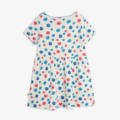 Flowers aop picot edge pointelle ss dress