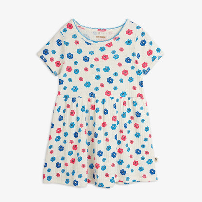 Flowers aop picot edge pointelle ss dress