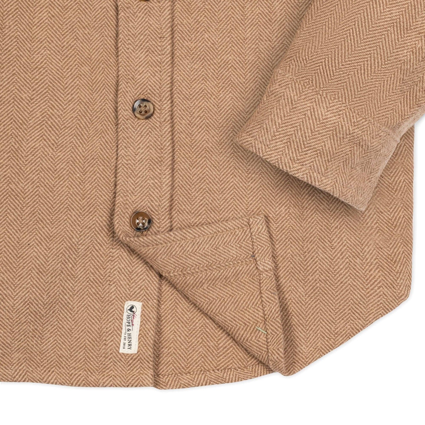 Organic Flannel Shirt: Camel Herringbone / XS (4)