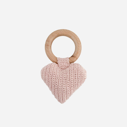 Teether Heart Cotton Crochet Rattle Baby Toy Spring Summer