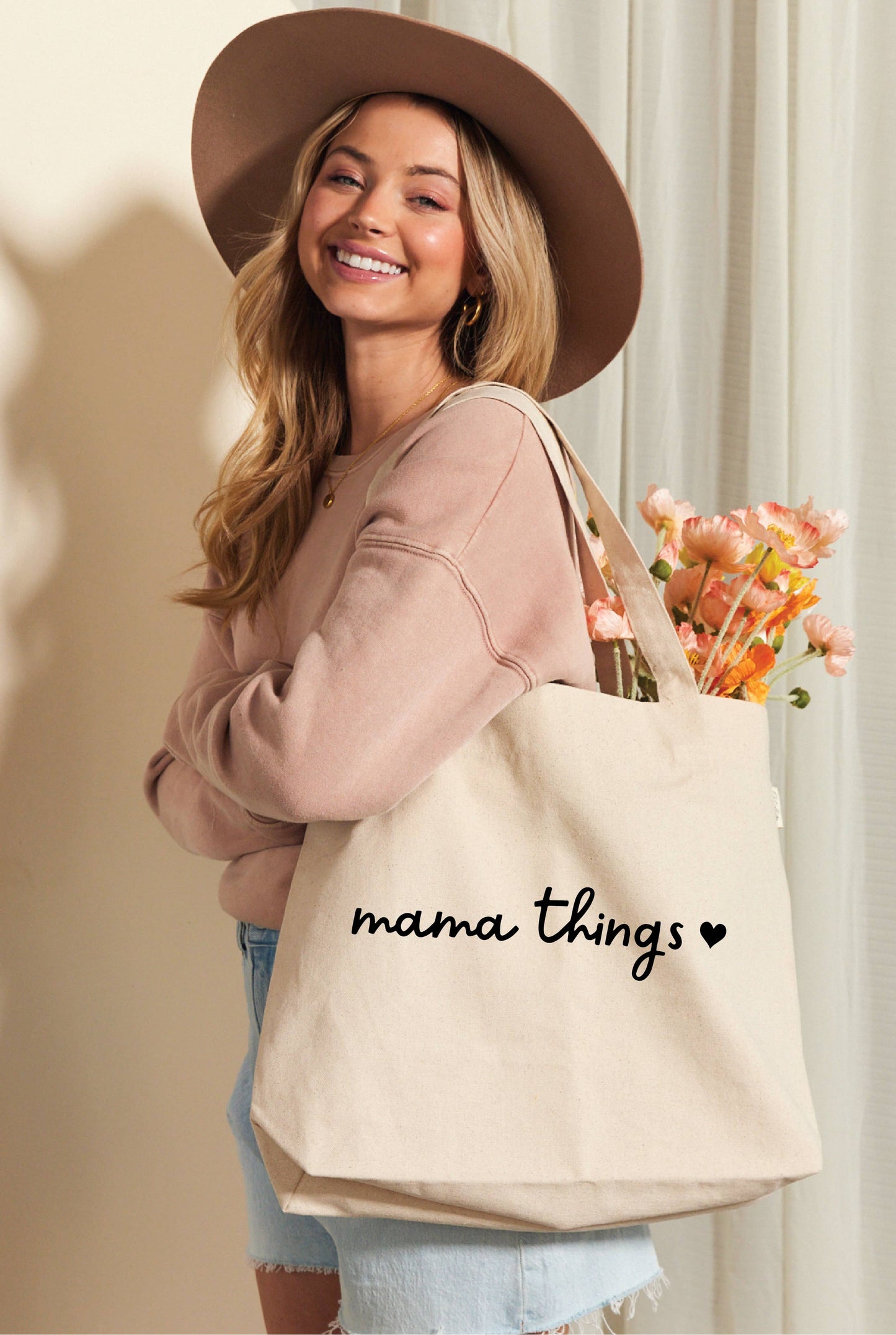 MAMA THINGS Canvas Tote Bag: NATURAL / ONE SIZE