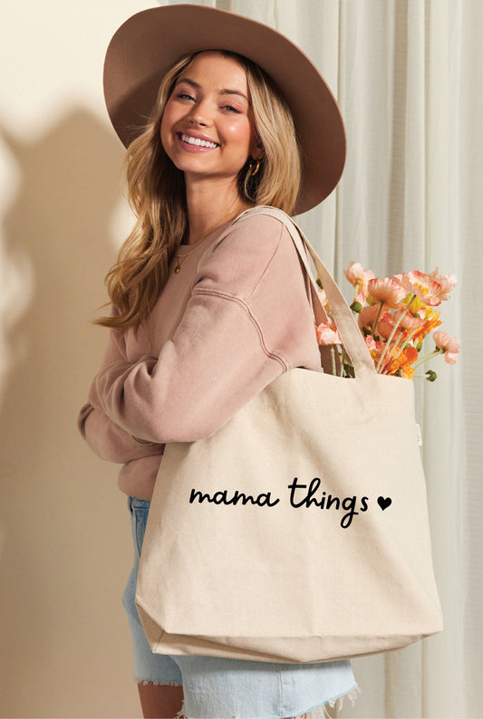 MAMA THINGS Canvas Tote Bag: NATURAL / ONE SIZE
