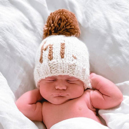 Hi. Pecan Hand Knit Beanie Hat Baby & Kids: XS (newborn)