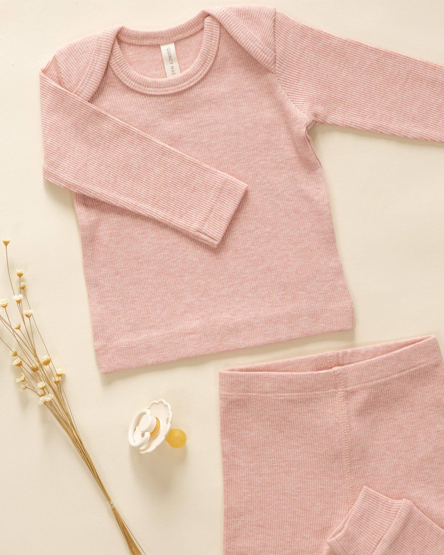 Ribbed Tee And Legging Set - Rose