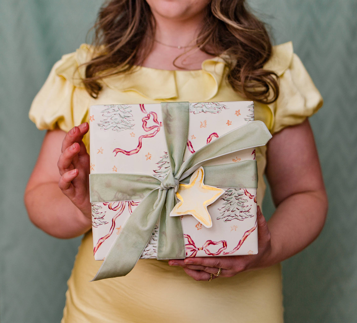 Trees and Bows Gift Wrap
