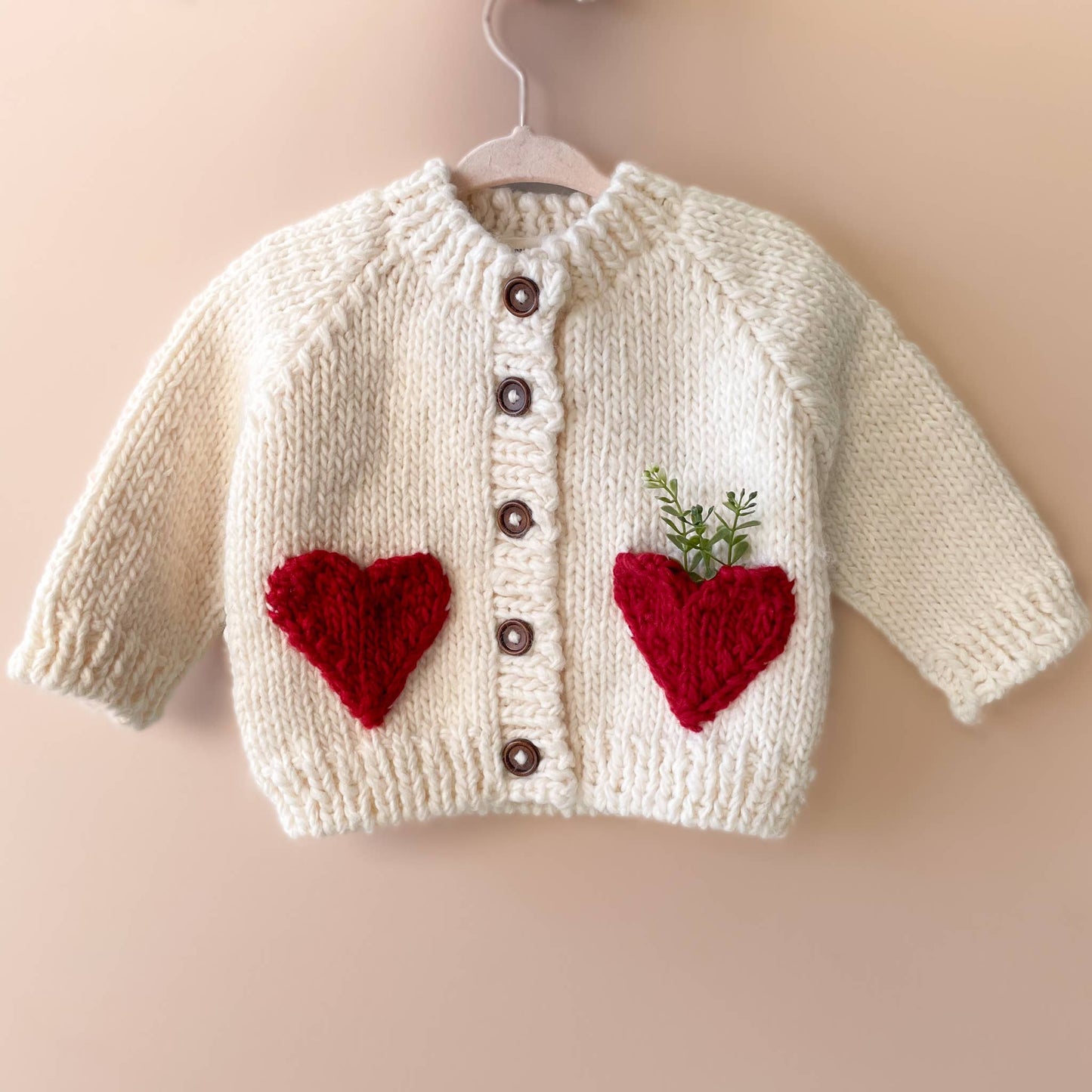 Heart Cardigan Red Baby Kid Apparel Sweater Valentine's Fall: XS; 6-12M