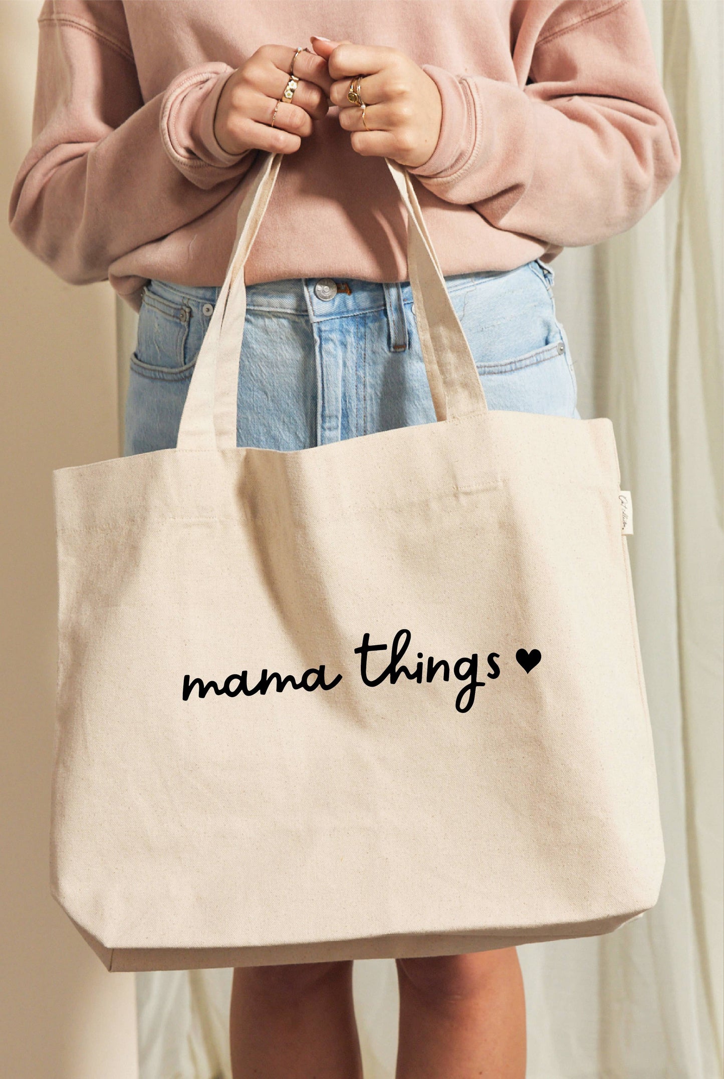 MAMA THINGS Canvas Tote Bag: NATURAL / ONE SIZE