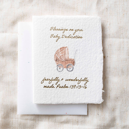 Fearfully + Wonderful Made |  Baby Dedication Greeting Card: Flat A2 Greeting Card. Blank on Back.