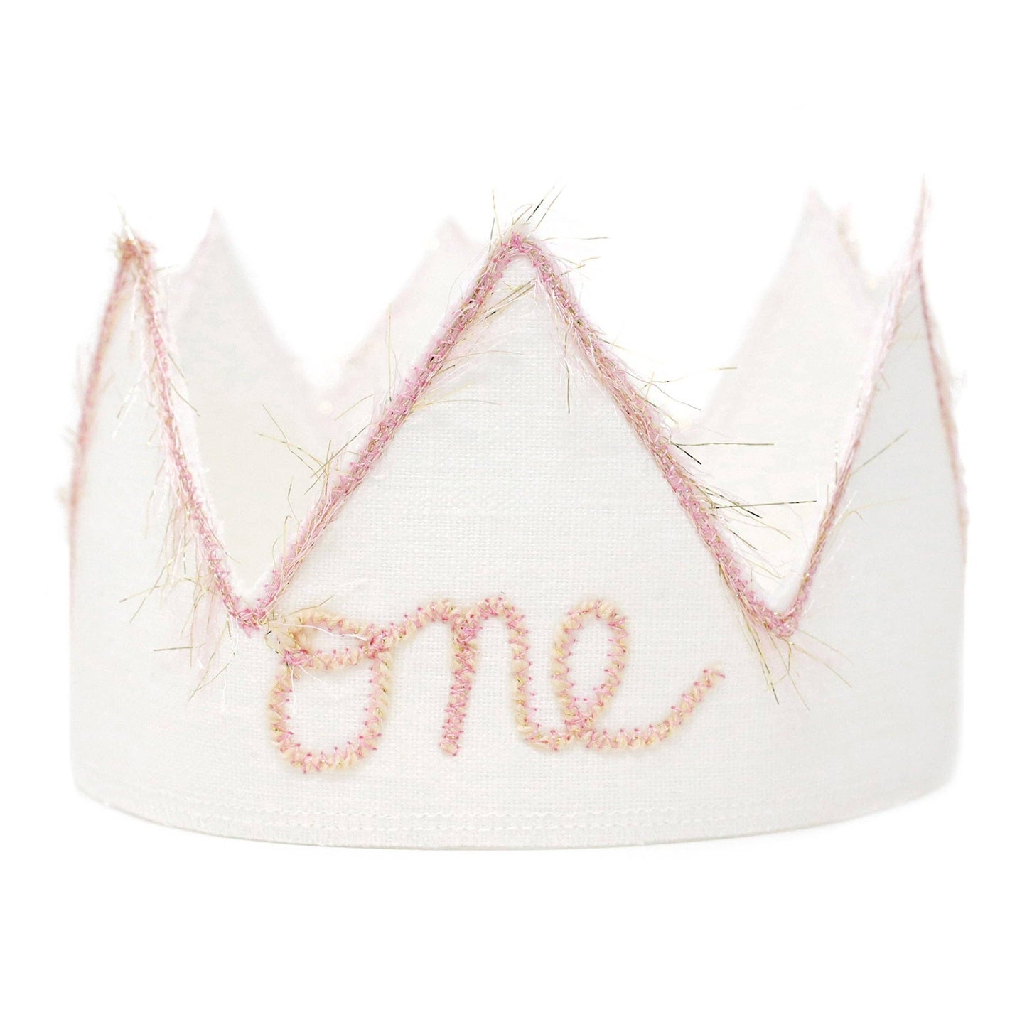 "One" #10Blush Linen Crown w/#10PG Pnk/Gld EL Trim: Oyster / Toddler