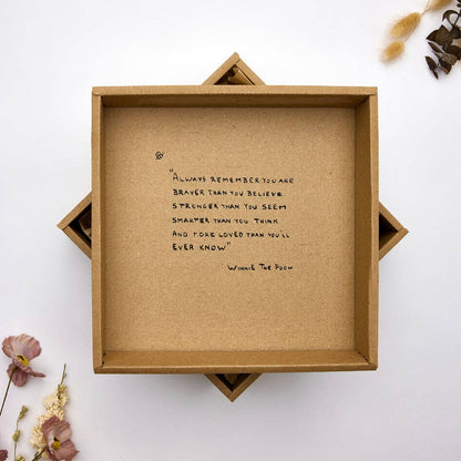 Embroidered Box -  Blueberry on Khaki