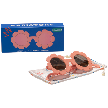 Polarized Flower: Rose Gold Mirrored Lens, Peachy Keen, Ages 3-5+