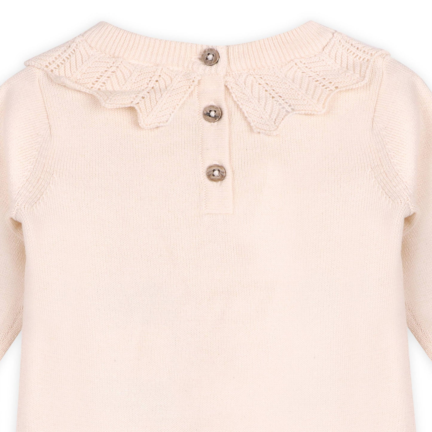 Emma Floral Embroidered Knit Baby Ruffle Dress (Organic): Natural / 6-12M