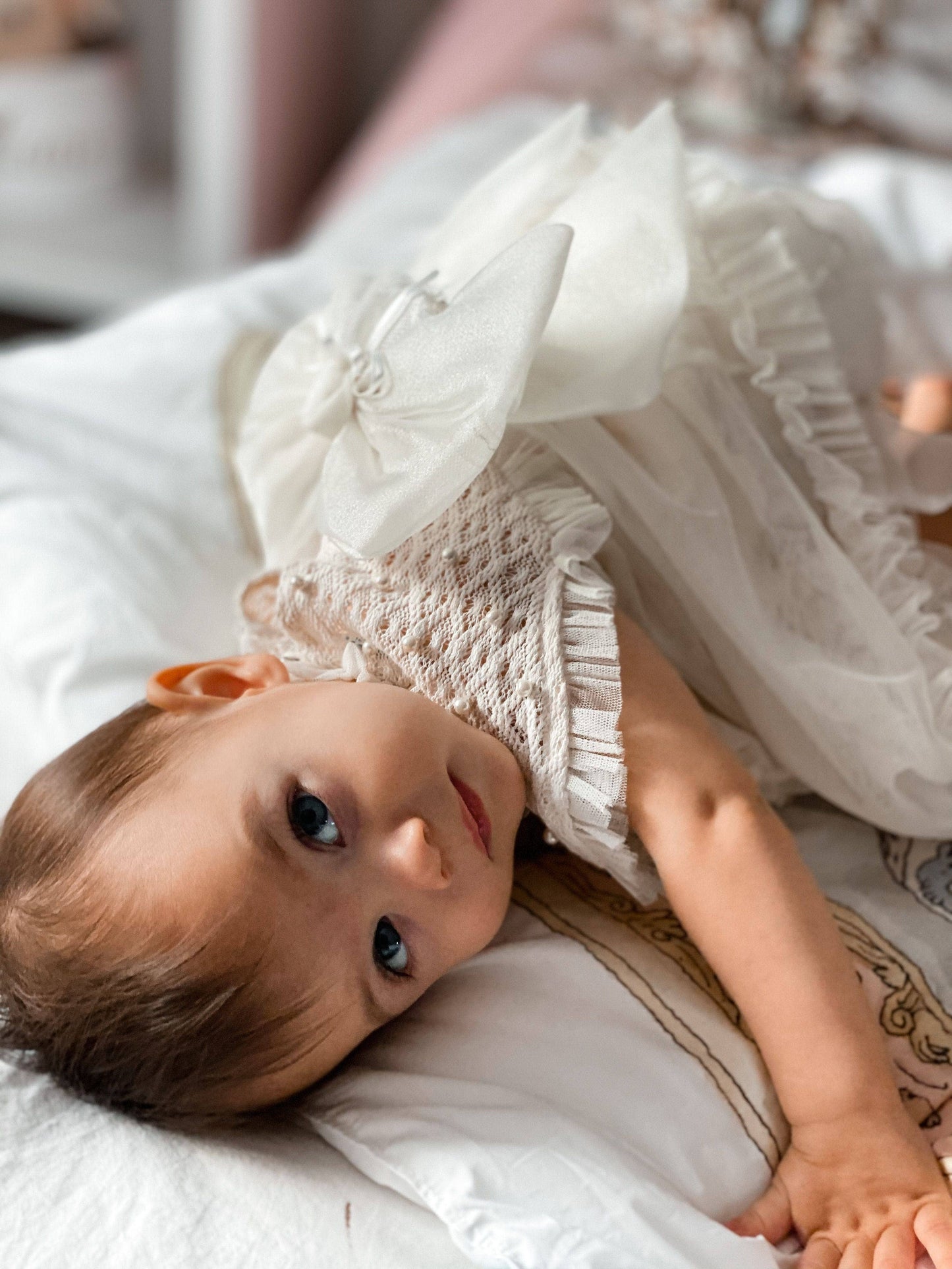 Bella Buttermilk Tulle Blouse and Bloomers Set: 12M