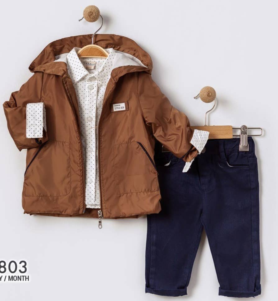 Little Boy 3 Piece Clothes Set, Great Gift for Your Toddler : Camel / 24 Months