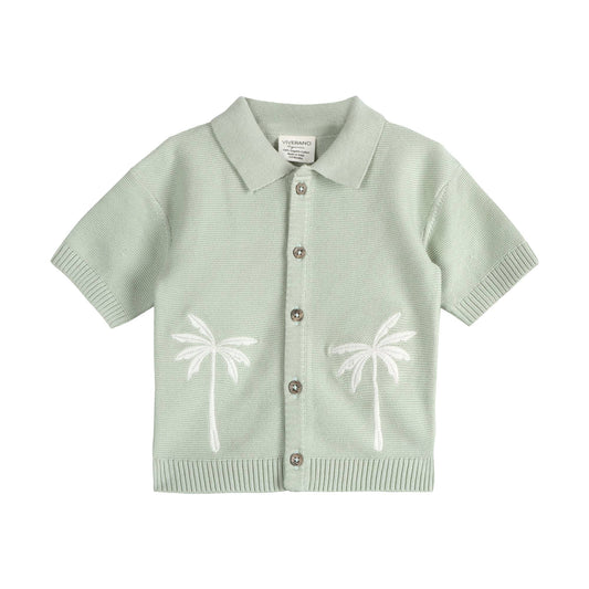 Palm Trees Embroidered Baby Shirt & Shorts Set (Organic)