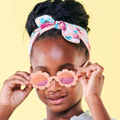 Polarized Flower: Rose Gold Mirrored Lens, Peachy Keen, Ages 3-5+