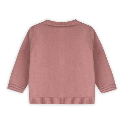 Zoe Bow Sweater Knit Baby Button Cardigan (Organic): Vintage Rose / 0-3M