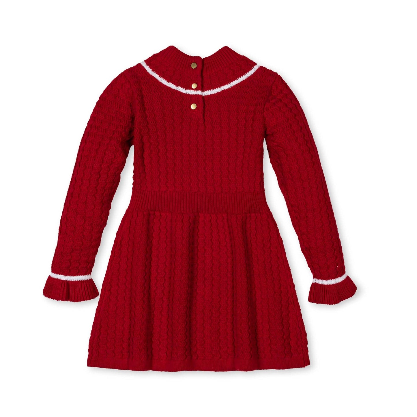 Organic Mock Neck Cable Sweater Dress: Red Cable / 5