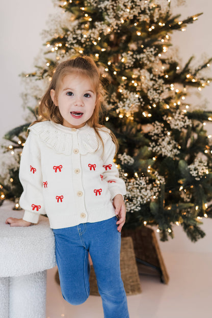 Red Bow Cardigan: 6-12 month