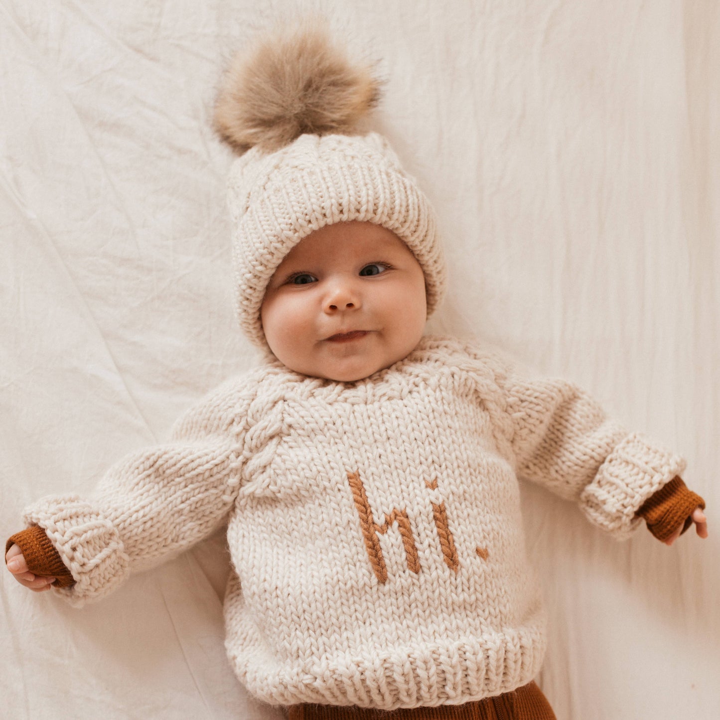 Hi. Pecan Crew Neck Sweater Baby & Toddler: 0-6 months