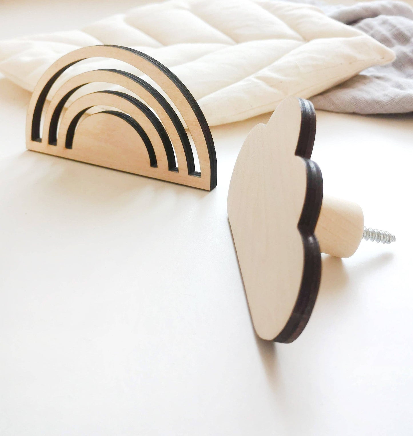 Wooden Hooks - Star Shape, Cloud, Moon, Swallow, Rainbow: PLUME