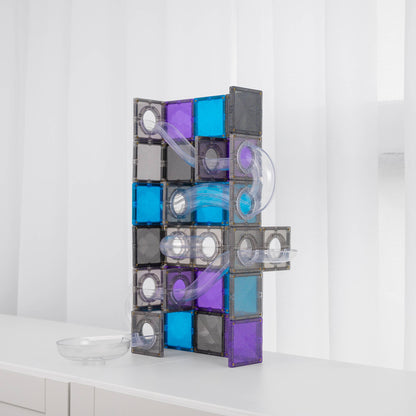 CONNETIX Magnetic Tiles Glitter Galaxy Ball Run Pack, 61 pc