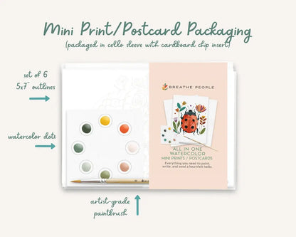 All in One Kids Watercolor Mini Prints + Postcards: Fruits