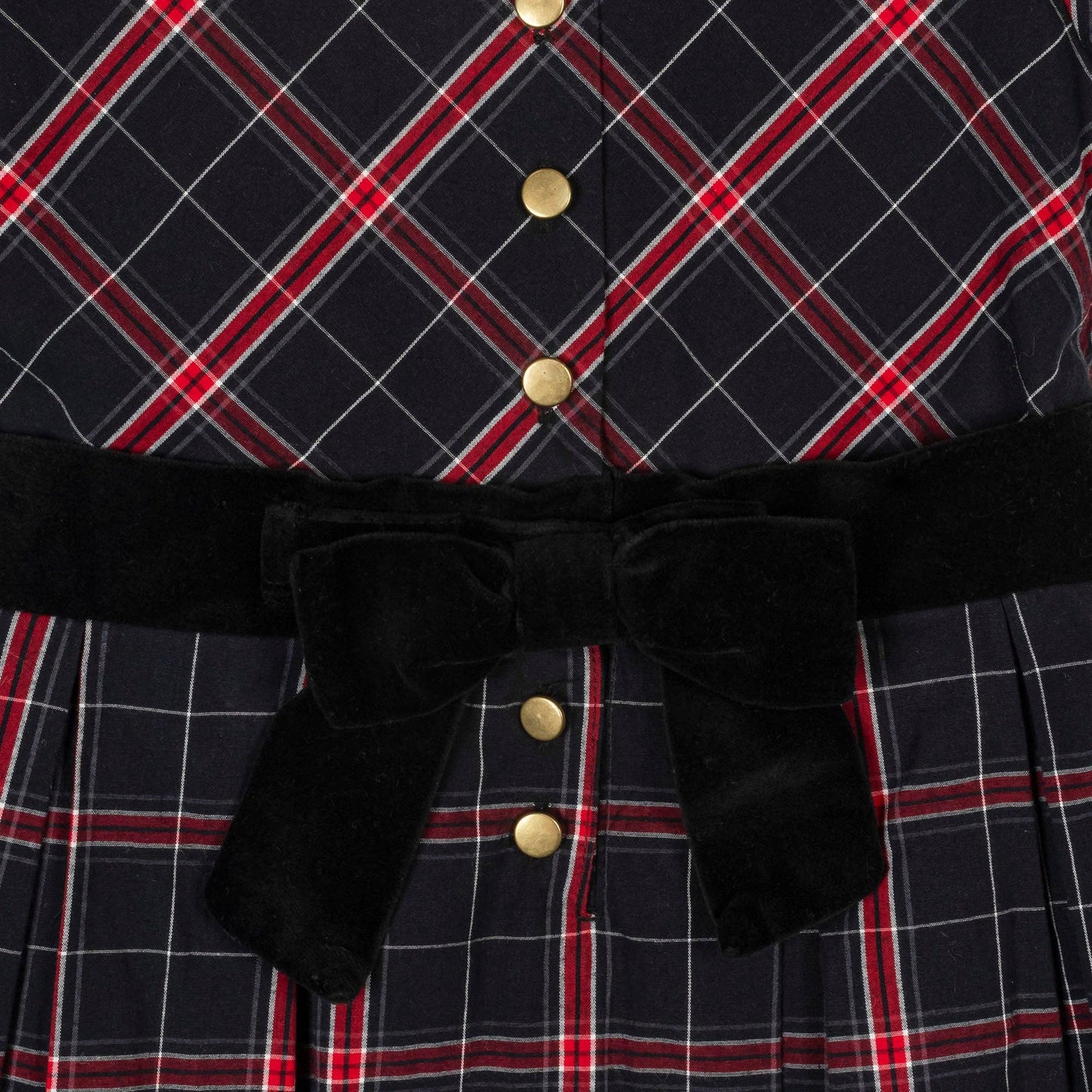 Organic Peter Pan Collar Poplin Dress: Black Ballet Plaid / 3