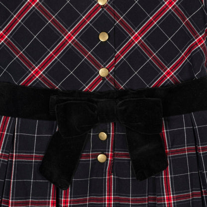 Organic Peter Pan Collar Poplin Dress: Black Ballet Plaid / 3