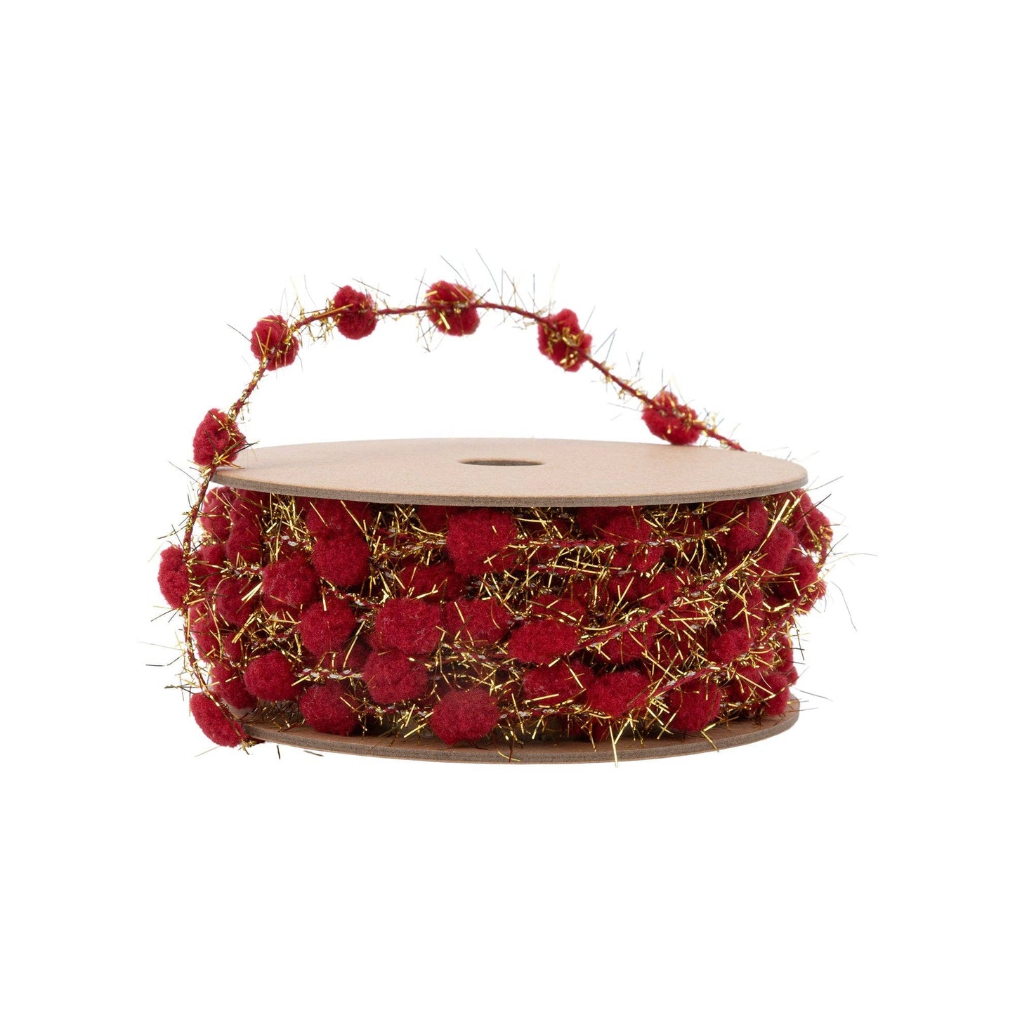 3/8" Tinsel Pom-Pom | Red | 10 Yard Roll