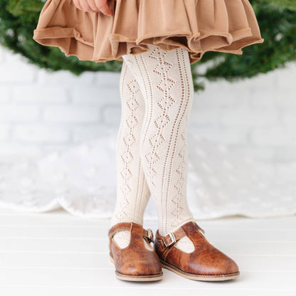 Fancy Knit Tights - Vanilla: 3-4 YEARS