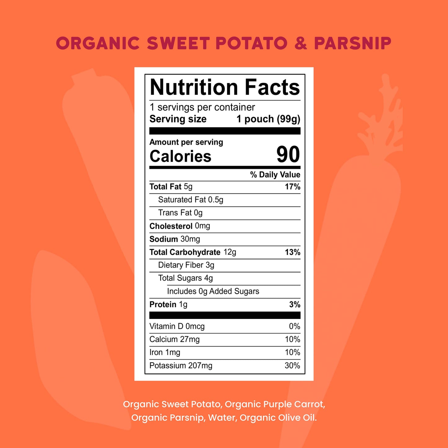 Organic Sweet Potato Baby Food Pouch (6 Pouches)