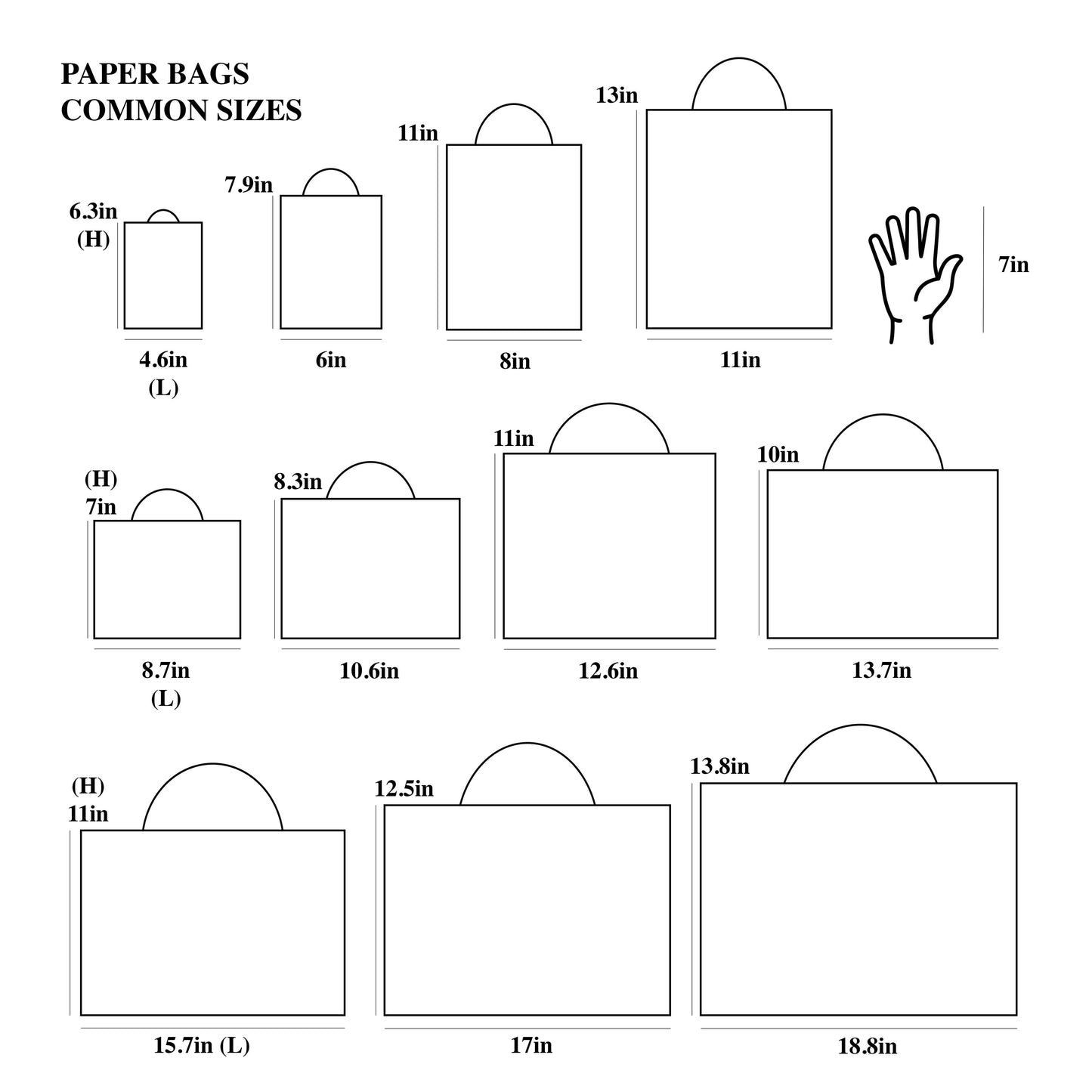 25 pc, 4 size Light green white border kraft paper gift bag: Large