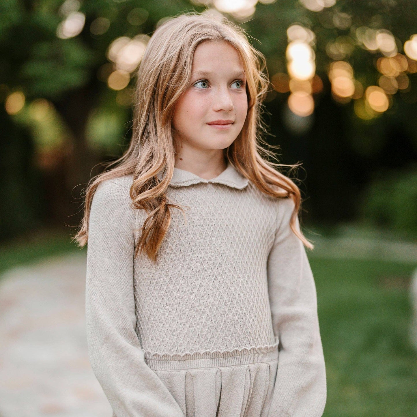 Organic Peter Pan Collar Sweater Dress: Light Taupe Heather / 5