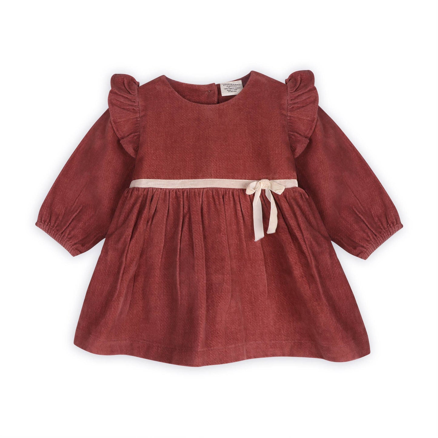 Amber Velvet Baby Dress & Bloomer Set (Organic Cotton): Terracotta / 12-18M