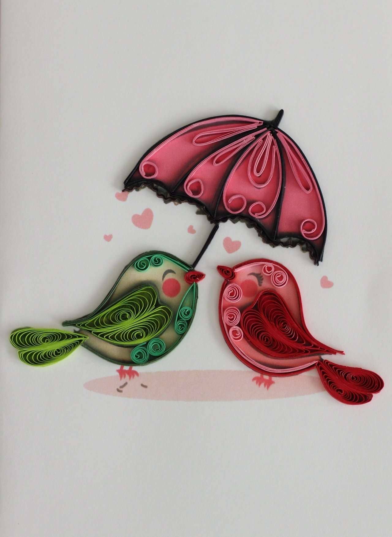 Birds & Umbrella (Mini Quilled Card)
