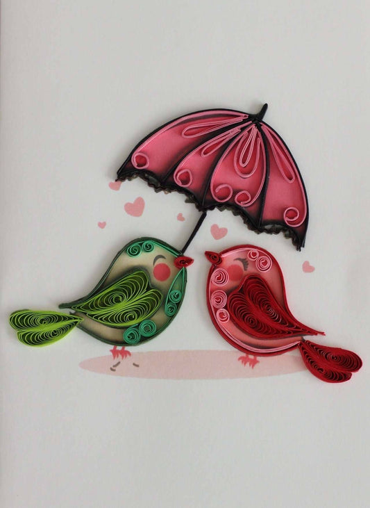 Birds & Umbrella (Mini Quilled Card)
