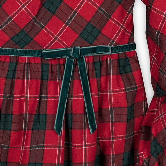 Organic Peter Pan Collar Ruffle Cuff Dress - Baby: London Plaid