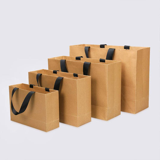 Premium Threaded Rope Kraft Brown Paper Gift Bag w/ tissue: Medium