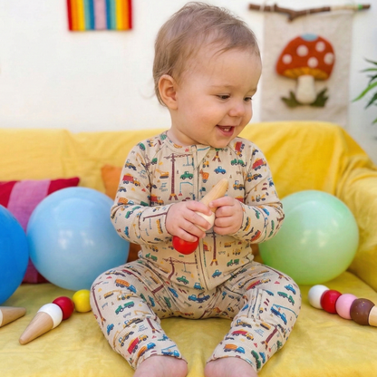 Small Ribbed Bamboo Zip Romper — Sand Construction