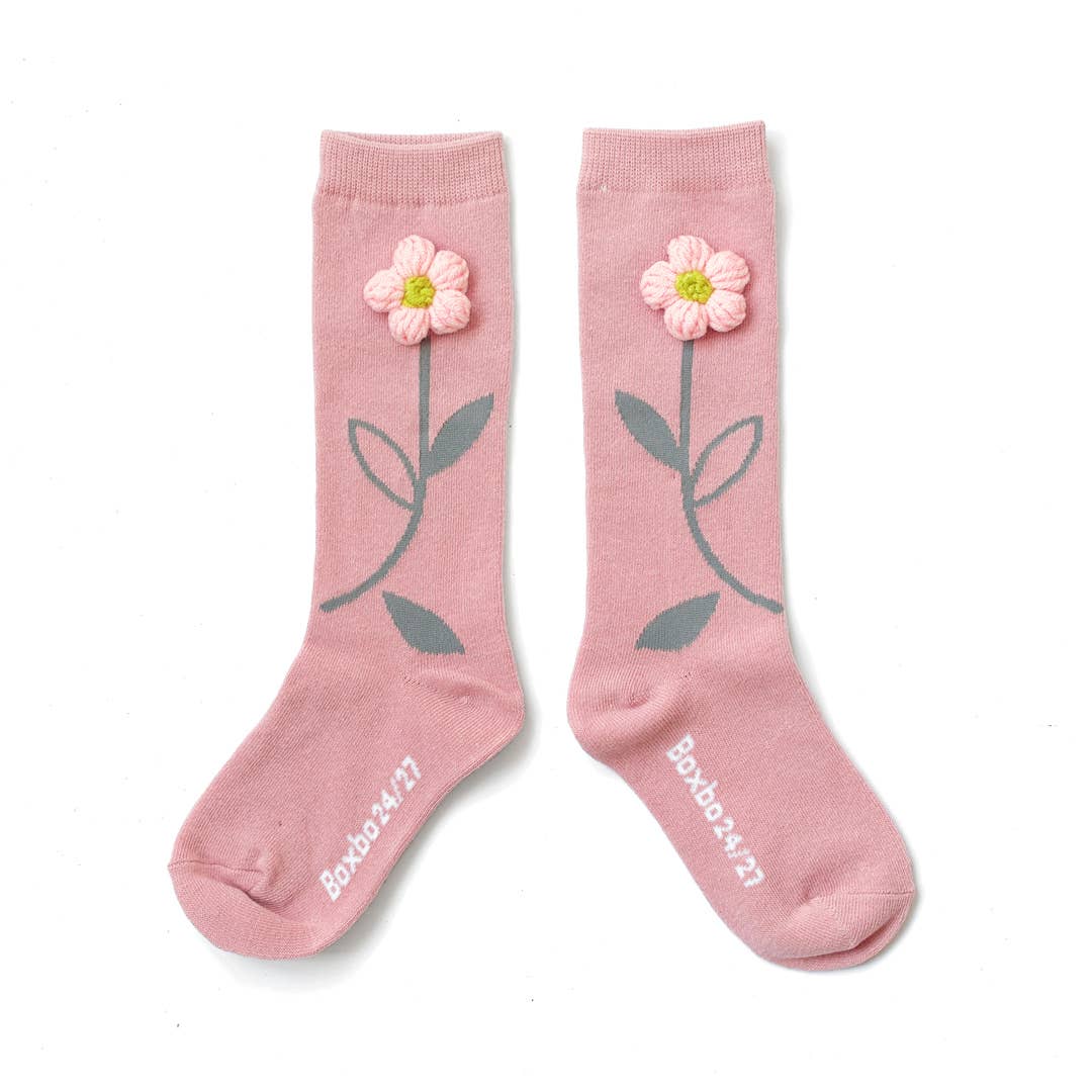 Chaussettes hautes Flower - Pink: 21/23 (2-3 ANS)
