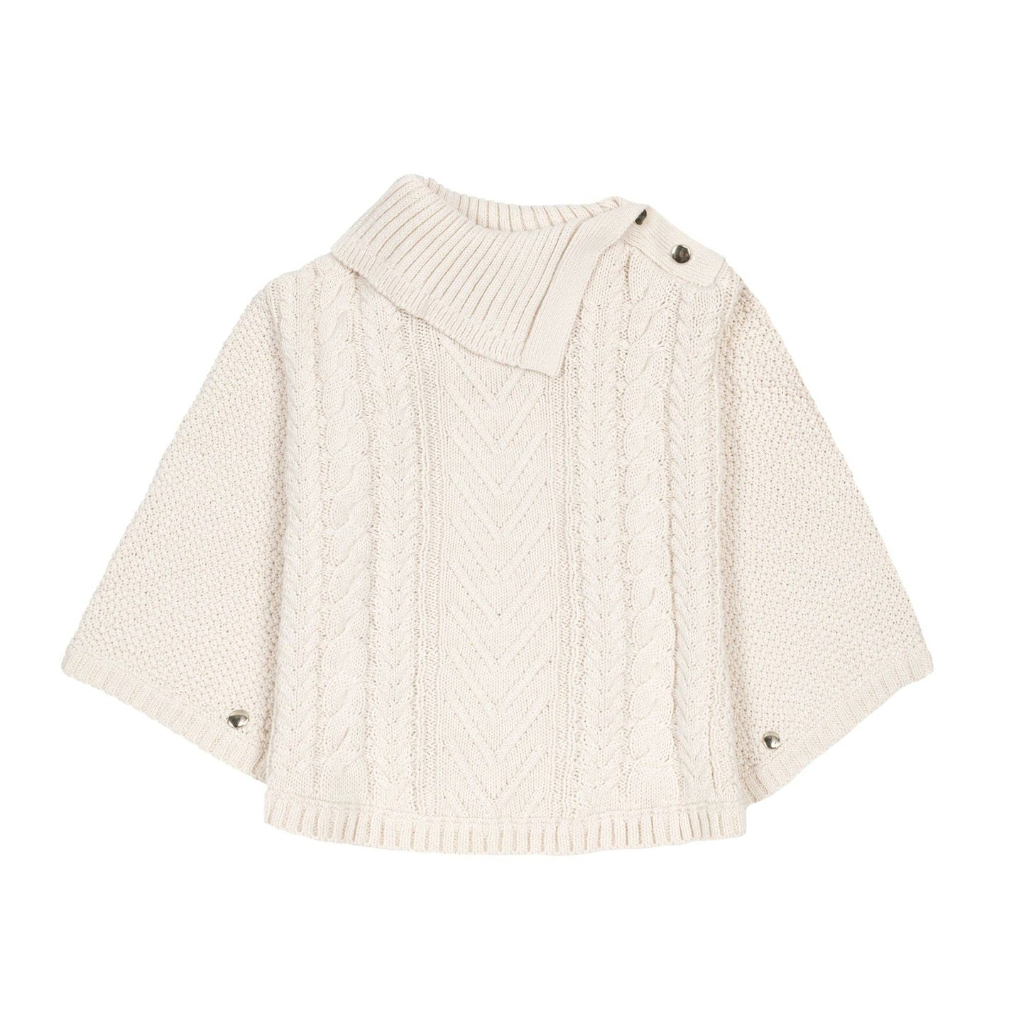 Organic Split Collar Sweater Cape: Ivory Center Cable / XX-Small