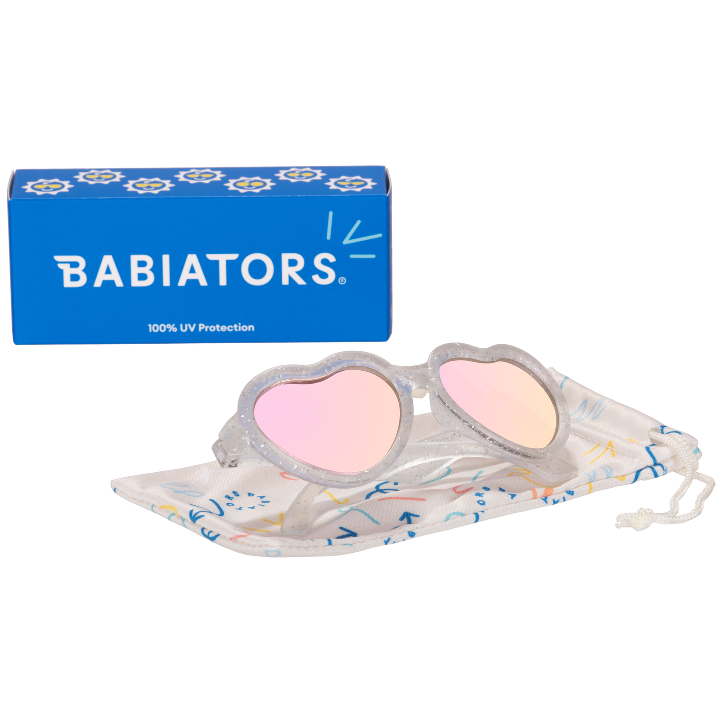 Silver Shimmer Hearts with Pink Mirrored Lens