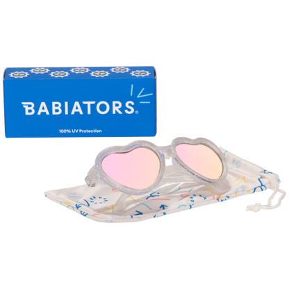 Silver Shimmer Hearts with Pink Mirrored Lens