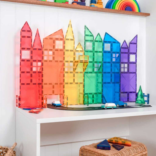CONNETIX Magnetic Tiles Rainbow Creative Pack, 102 Pieces
