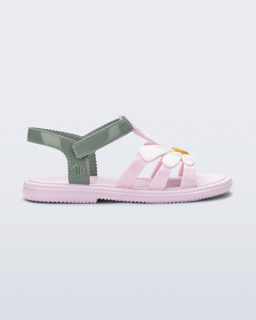 Mini Melissa Hip Bloomy Kids Sandals: Metallic Pink/Green