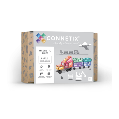 CONNETIX Magnetic Tiles Pastel Transport Pack, 50 Pieces