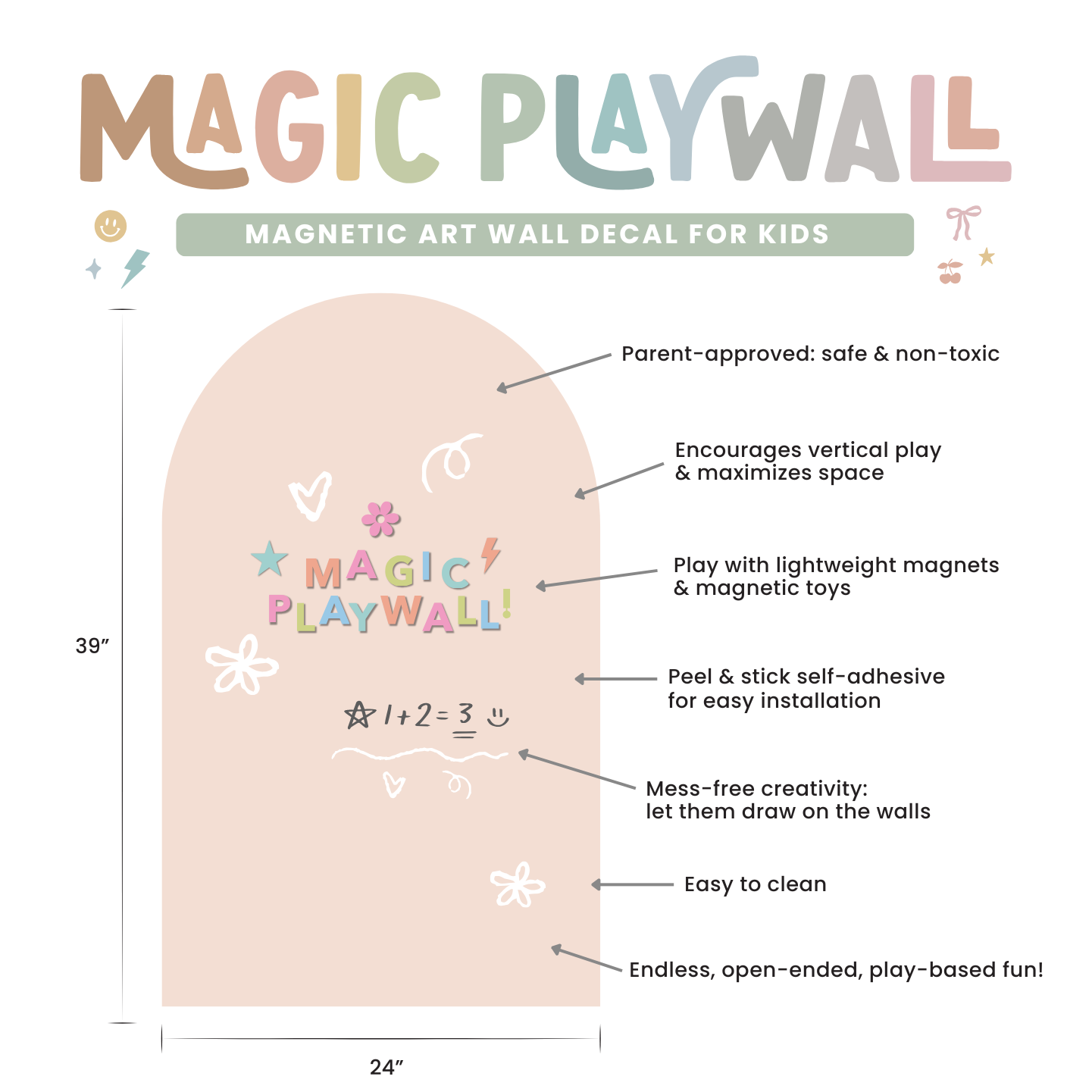 Magic Playwall - Arch Magnetic Wall Decal for Kids: Caramel