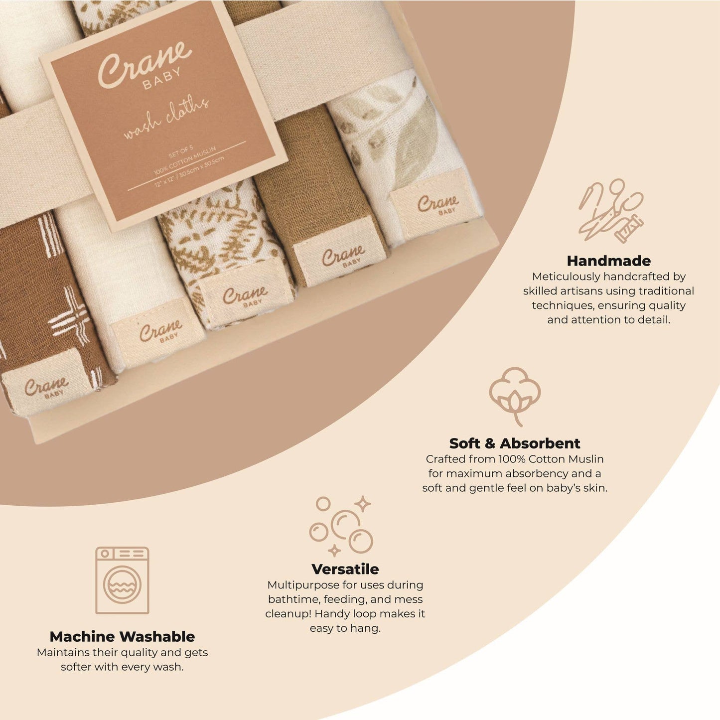 Kendi 5-pc. Wash Cloth Set (Safari Animal)